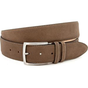 Thimbly Belts Suede broekriem taupe - heren en dames riem - 4 cm breed - Taupe - Echt Suede leer - Taille: 90cm - Totale lengte riem: 105cm