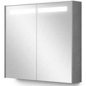Spiegelkast Met Verlichting Modulo 80x70cm Lichtgrijs Beton