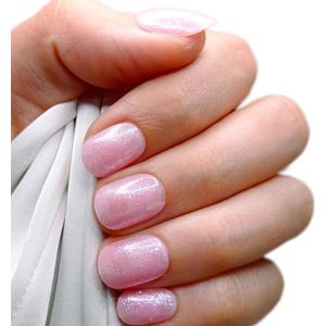 SD Press on Nails - B-28 - Plaknagels - Nagelset 20 Nagels - Nude Roze Shimmer - Gellak - Nagellak - Kort Naturel- Nageltips - Nepnagels met Lijm - Kunstnagels - Nail Art - Handmade - Valse nagels - Nagelvijl - Accessoires - Korte Nagels