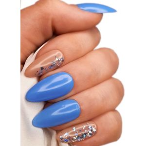 SD Press on Nails - B-55 - Blauwpaars glitter - Plaknagels - Nagelset 20 Nagels - Gellak - Nagellak - Lang Stiletto Nageltips - Nepnagels met Lijm - Kunstnagels - Nail Art - Handmade - Valse nagels - Nagelvijl - Accessoires - Lange Nagels