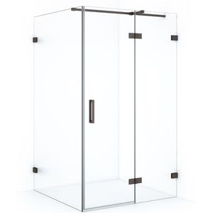 Diamond Douchecabine | 120x110 cm Zwart metaal Helder met matte strook Draaideur Rechthoek