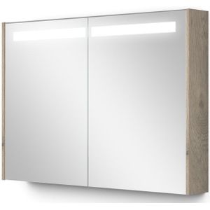 Spiegelkast Met Verlichting Modulo 100x70cm Lichtgrijs Eiken