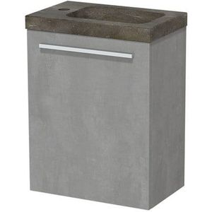 Modulo Pico Toiletmeubel met wastafel | 40 cm Lichtgrijs beton Vlak front Natuursteen