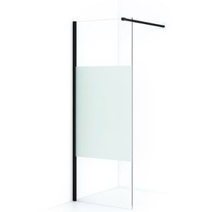Diamond Inloopdouche | 80 cm Mat zwart Helder met matte strook Vaste wand