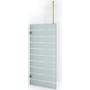 Diamond Inloopdouche | 100 cm Goud Helder met matte strepen Vaste wand