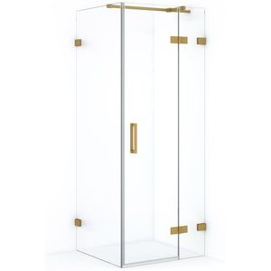Diamond Douchecabine | 80x70 cm Goud Helder glas Draaideur Rechthoek