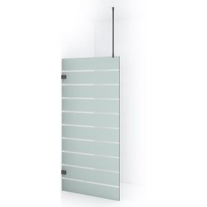 Diamond Inloopdouche | 100 cm Zwart metaal Helder met matte strepen Vaste wand