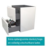 Modulo Badkamermeubel met wastafel | 70 cm Hoogglans wit Greeploos front Keramiek 2 lades onder elkaar