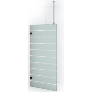 Diamond Inloopdouche | 100 cm Mat zwart Helder met matte strepen Vaste wand