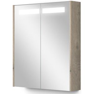 Spiegelkast Met Verlichting Modulo 60x70cm Lichtgrijs Eiken