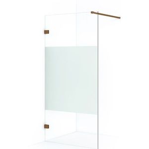 Diamond Inloopdouche | 90 cm Koper Helder met matte strook Vaste wand
