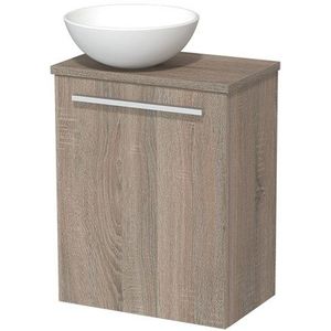 Toiletmeubel met waskom | 41 cm Mat zwart Vlak front Mat wit Keramiek waskom Eiken blad