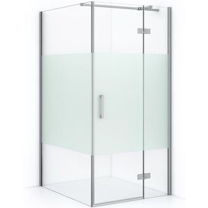 Diamond Douchecabine | 120x90 cm Chroom Helder met matte strook Draaideur Rechthoek