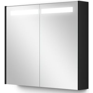 Spiegelkast Met Verlichting Modulo 80x70cm Hoogglans Zwart