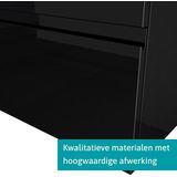 Modulo Badkamermeubel met wastafel | 60 cm Hoogglans zwart Greeploos front Keramiek 2 lades onder elkaar