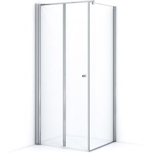 Zircon Comfort Douchecabine | 90x80 cm Chroom Helder glas Vouwdeur Rechthoek