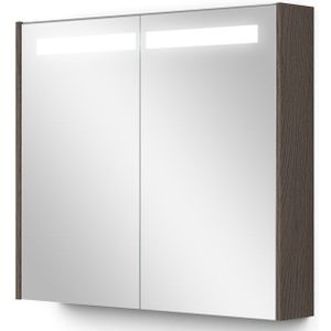 Spiegelkast Met Verlichting Modulo 80x70cm Donkerbruin Eiken