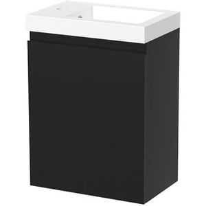 Modulo Pico Toiletmeubel met wastafel | 40 cm Mat zwart Greeploos front Mineraalmarmer