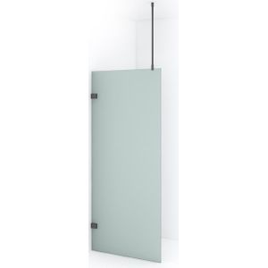 Diamond Inloopdouche | 90 cm Zwart metaal Matglas Vaste wand