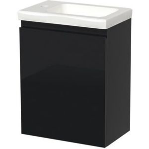 Modulo Pico Toiletmeubel met wastafel | 40 cm Hoogglans zwart Greeploos front Keramiek
