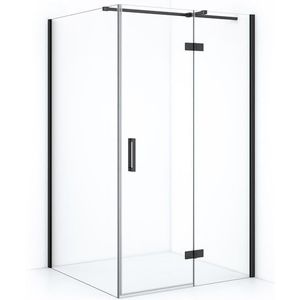 Diamond Douchecabine | 110x110 cm Zwart chroom Helder glas Draaideur Vierkant