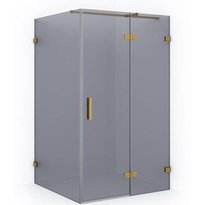 Diamond Douchecabine | 120x80 cm Goud Rookglas Draaideur Rechthoek
