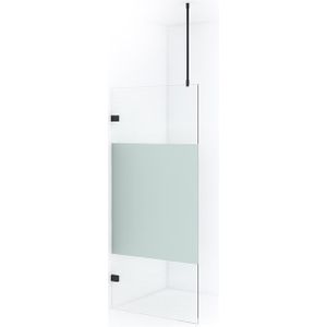 Diamond Inloopdouche | 90 cm Zwart chroom Helder met matte strook Vaste wand