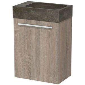 Modulo Pico Toiletmeubel met wastafel | 40 cm Eiken Vlak front Natuursteen