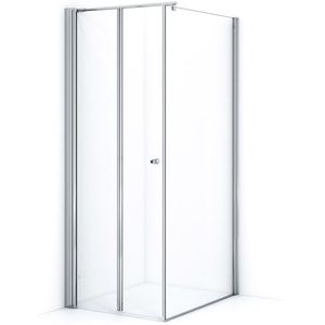 Zircon Comfort Douchecabine | 90x80 cm Chroom Helder glas Vouwdeur Rechthoek