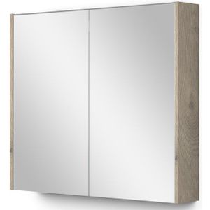 Spiegelkast Met Verlichting Modulo 80x70cm Lichtgrijs Eiken