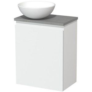 Toiletmeubel met waskom | 41 cm Mat wit Greeploos front Mat wit Keramiek waskom Lichtgrijs beton blad