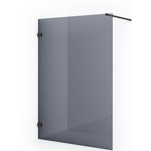 Diamond Inloopdouche | 140 cm Zwart metaal Rookglas Vaste wand