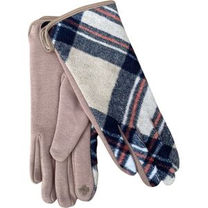 Zachte handschoen dames - Schotse ruit - Beige - One Size