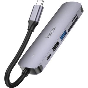 Hoco Usb-C naar Hdmi, Usb 2.0, Usb 3.0 en USB C met een SD en Micro SD kaart lezer