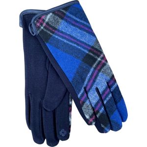 Zachte handschoen dames - Schotse ruit - Blauw - One Size