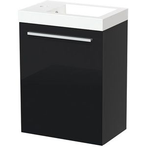 Modulo Pico Toiletmeubel met wastafel | 40 cm Hoogglans zwart Vlak front Mineraalmarmer