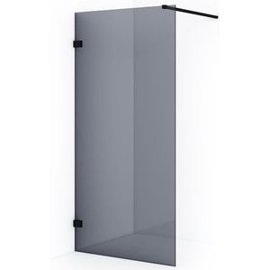 Diamond Inloopdouche | 90 cm Mat zwart Rookglas Vaste wand