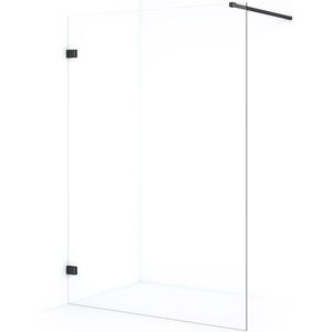 Diamond Inloopdouche | 140 cm Zwart chroom Helder glas Vaste wand