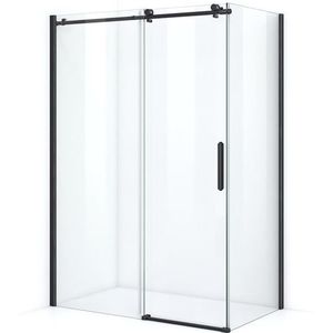 Crystal Allure Douchecabine | 130x80 cm Mat zwart Helder glas Schuifdeur Rechthoek