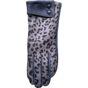 Handschoen panterprint dames - touchscreen - one size - grijs