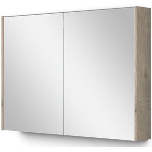 Spiegelkast Met Verlichting Modulo 100x70cm Lichtgrijs Eiken