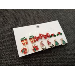 Kerstoorbellen - Set van 6 paar - Christmas - Oorbellenset - Kerst Oorbellen - Earrings Christmas