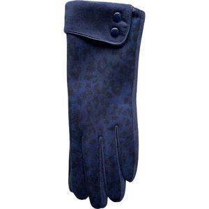 Handschoen panterprint dames - touchscreen - one size - blauw