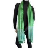 Sjaal- Luxe Dames Pashmina Sjaal- Zijde zacht Cashmere Sjaal- Fijn geweven omslagdoek 214/4- Groen met Details