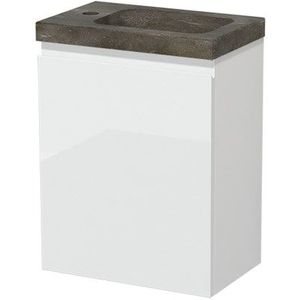 Modulo Pico Toiletmeubel met wastafel | 40 cm Hoogglans wit Greeploos front Natuursteen