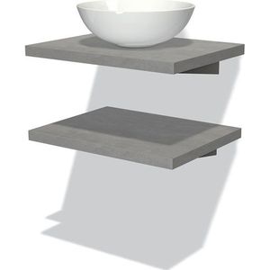 Modulo Plato Badkamermeubel voor waskom | 60 cm Lichtgrijs beton front Lichtgrijs beton blad 2 wastafelbladen