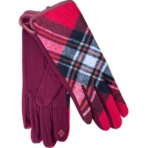Zachte handschoen dames - Schotse ruit -  Rood - One Size