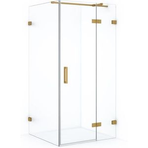 Diamond Douchecabine | 90x70 cm Goud Helder glas Draaideur Rechthoek