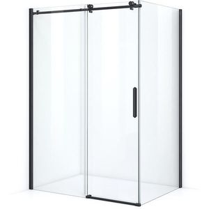 Crystal Allure Douchecabine | 130x100 cm Mat zwart Helder glas Schuifdeur Rechthoek