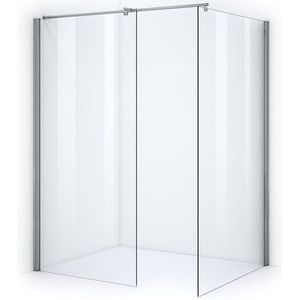 Zircon Comfort Inloopdouche | 110x100 cm Chroom Helder glas 2 vaste wanden
